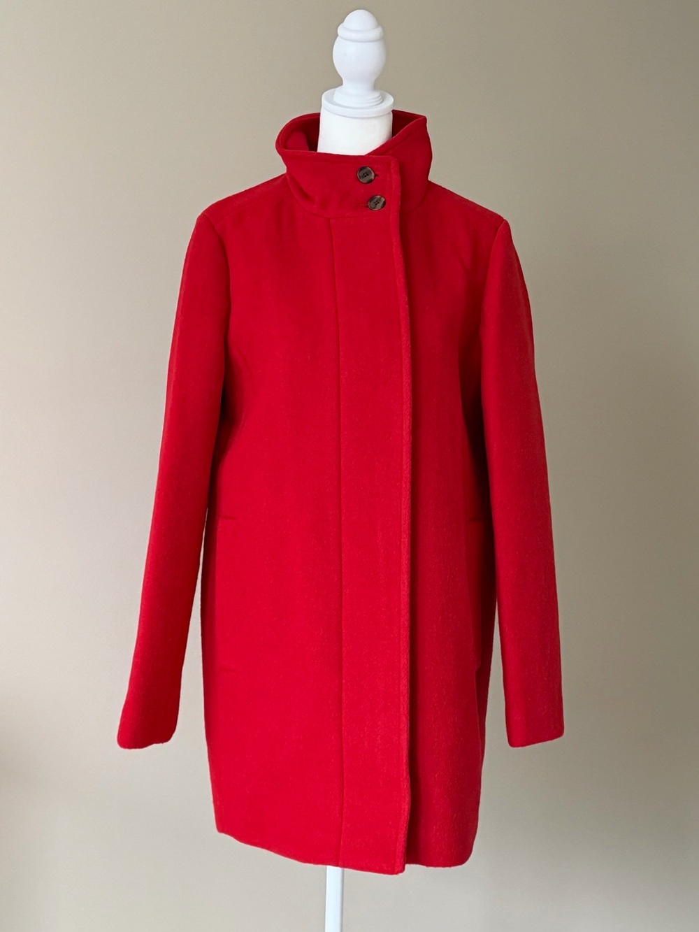 J.Crew Factory City Coat with Button Neck in Classic Cardinal Red - Picture 6 of 10
